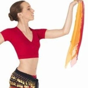 Eurotard short sleeve crop top red cotton SM 2-4